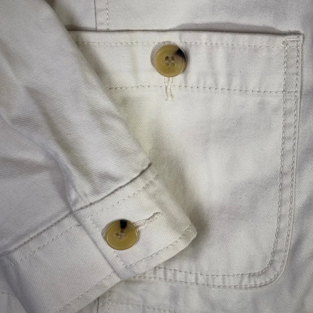 Talbots Petite Ivory Cotton Tencel Utility Field Jacket Cream Size MP Medium